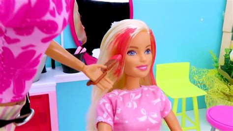 Barbie Hair Style Salon Haircut New Makeover Morning Routine Doll Play