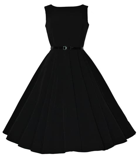 Classic 50 S Audrey Hepburn Retro Vintage Style Full Circle Black Swing Dress 10 Black Swing