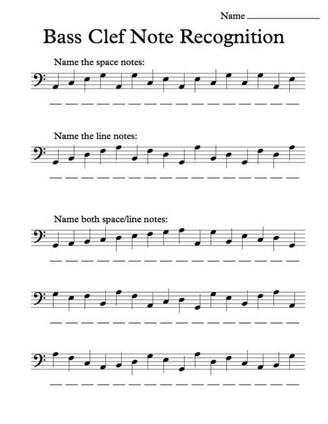 Bass Clef Note Names Worksheet Bass Clef Notes
