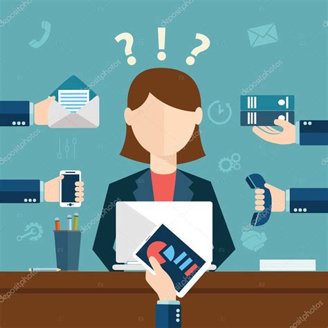 Very Busy Business Woman — Stock Vector © Royalty 126642808
