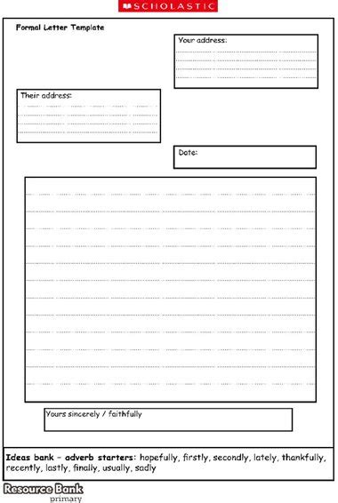 Formal Letter Template Primary Ks1 And Ks2 Teaching Resource Scholastic