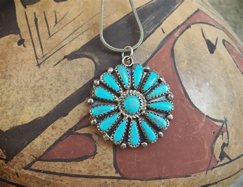 Turquoise Pendant Necklace For Women Native American Indian Jewelry