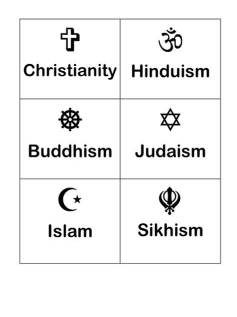 Religion Symbols Flash Cards Teaching Resources