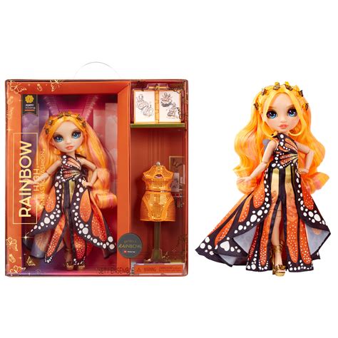 Rainbow High Fantastic Fashion Poppy Rowan Orange 11” Doll Playset W 2