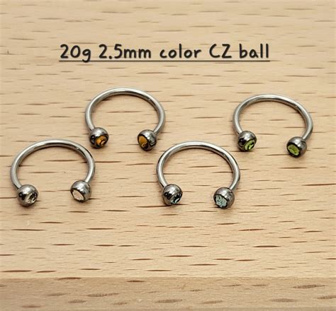 20g 25mm Cz Ball Horseshoe Silver Barbell Piercingsingle Septum Ring