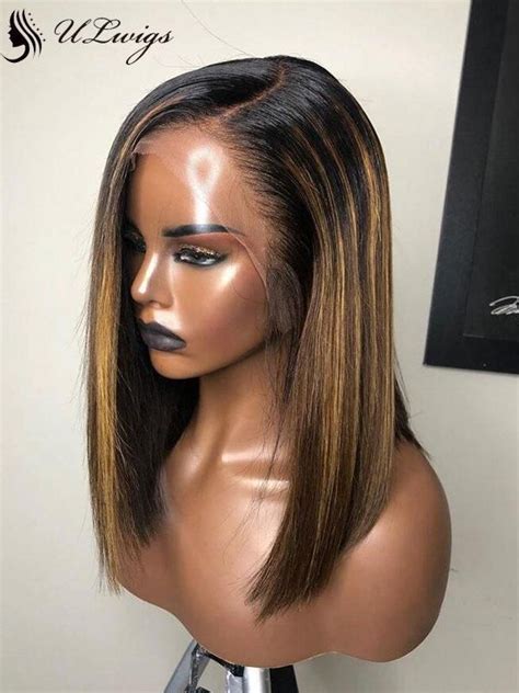 Highlight Color Side Part Bob Wig Human Hair Lace Frontal Wig