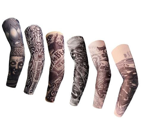 Arm Tattoo Sleeves 6pcs Temporary Fake Tattoo Arm Sleeves For Men Women Cover Up Sleeves Uv