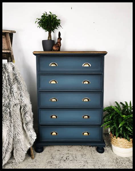 Made To Order Navy Blue Chest Of Drawers Classic Stylish Etsy