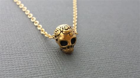 22kt Gold Sugar Skull Necklace Gold Skull By Queenofjackals Sugar