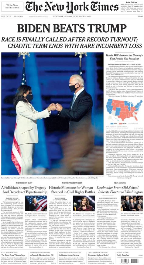 Biden Wins: 46 World Newspaper Front Pages Of Next President - Worldcrunch