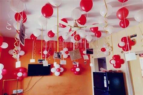 Surprise birthday decoration for wife, how to decorate a room for birthday, romantic room decoration using balloons and rose. Best Balloon Decoration at Home in Delhi, Gurgaon, Noida ...