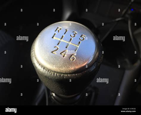 Car Gear Stick Control With Gear Symbol Showing Six Forward Gears And