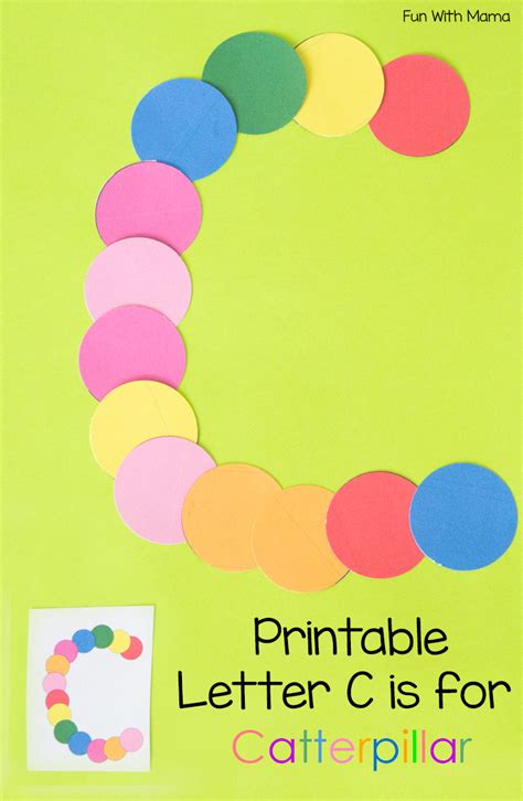 The letter c is for cat and the letter c is for caterpillar is the perfect addition to round off this kids printable activity pack. Printable Letter C Craft: C is for Caterpillar - Fun with Mama