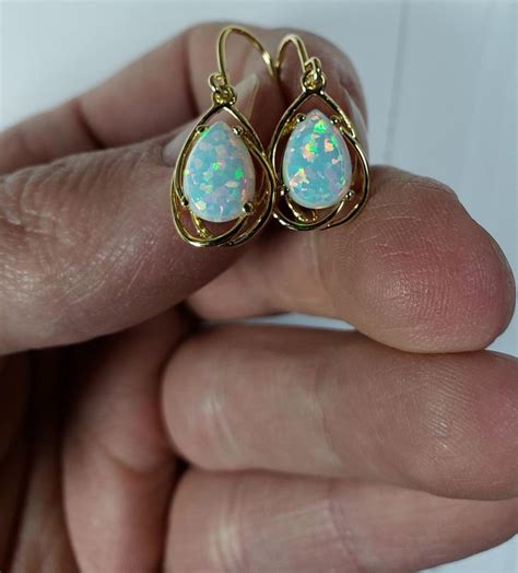 Opal Earrings Opal Dangle Earrings Teardrop Earrings Etsy Opal