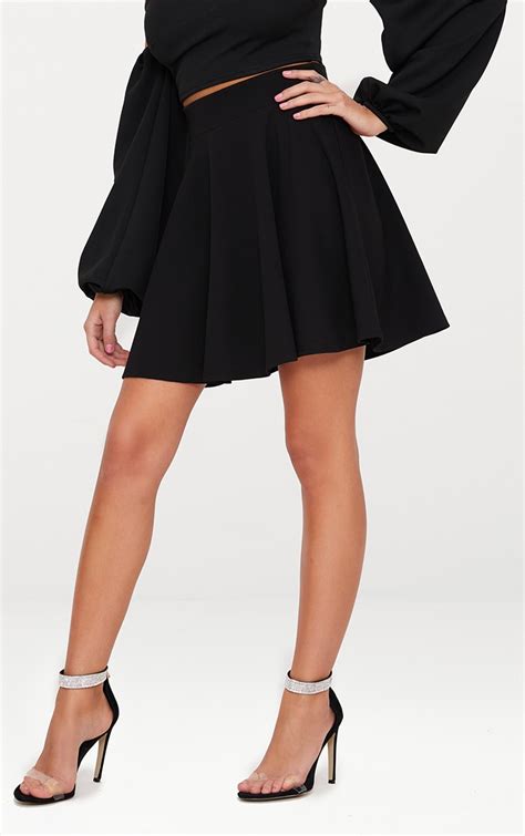 Black Skater Mini Skirt Skirts Prettylittlething Aus