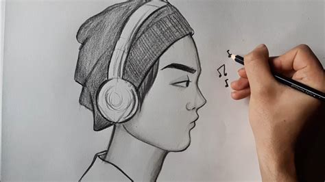 How To Draw A Boy Listening To Music Youtube
