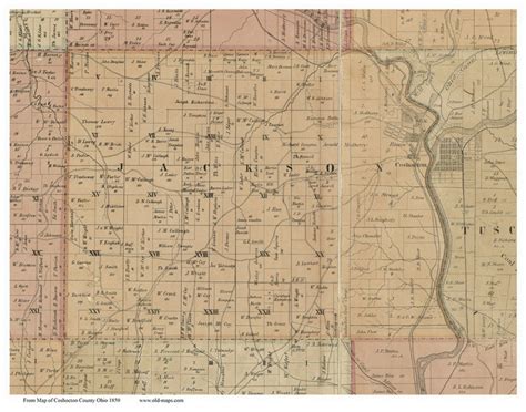 Jackson Ohio 1850 Old Town Map Custom Print Coshocton Co Old Maps