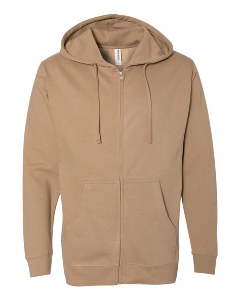 Independent Trading Co Midweight Full Zip Hooded Sweatshirt Ss4500z Sandstone S