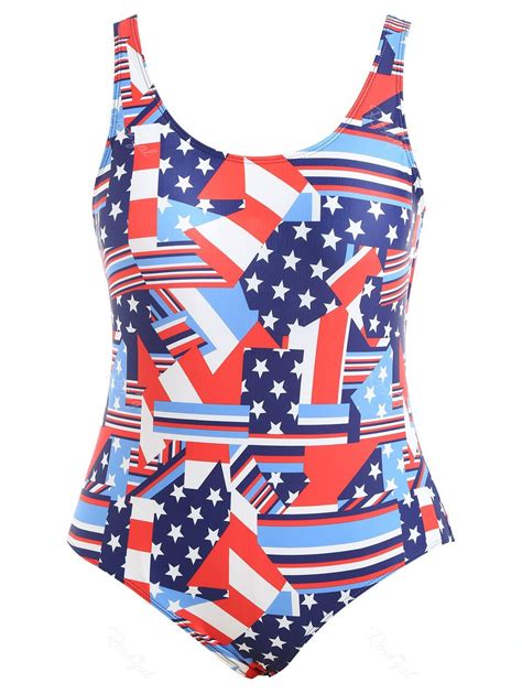 64 Off Plus Size Patriotic American Flag Swimsuit Rosegal