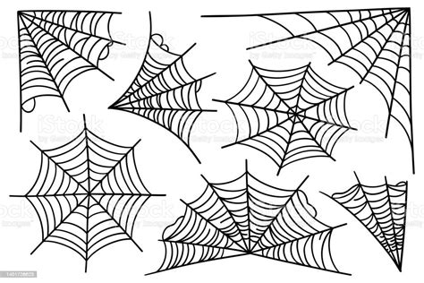 Web Spider Vector Illustration Set Outline Illustration Of Spider Web