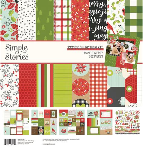 Simple Stories Collection Kit 12x12 Make It Merry 810046697344