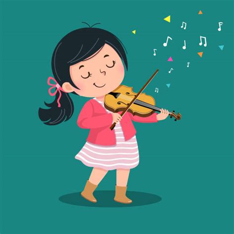 Happy Girl Playing Violin Illustrations Royalty Free Vector Graphics