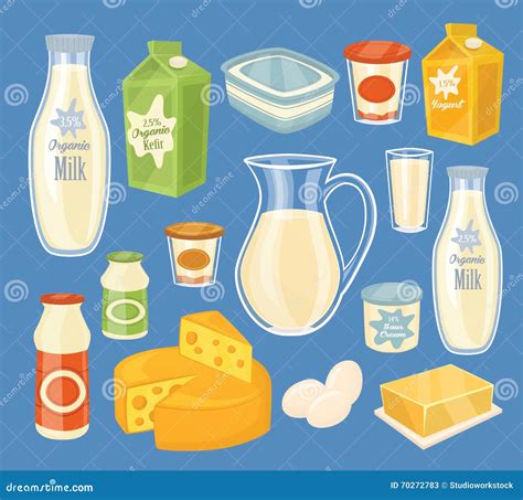 Milchprodukte Lokalisiert Bit Übersichtsillustration Stock Abbildung