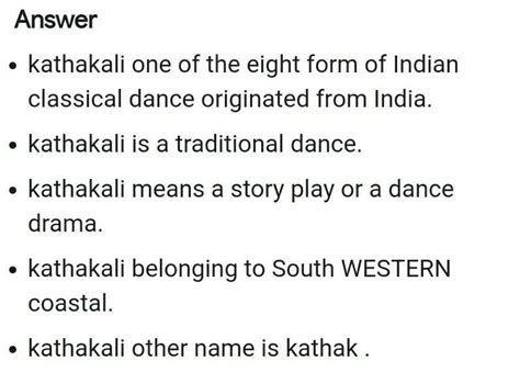 5 Sentences On The Dance Kathakali Please 5 Sentences Not Paragraph