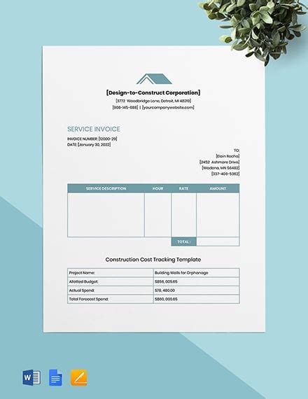 Free Contractor Invoice Word Template Download