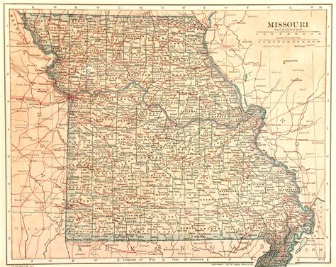 Missouri Map 1907 Original Art Antique Maps And Prints