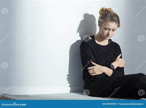 Lonely Woman With Anorexia Nervosa Stock Image Image Of Nutrition