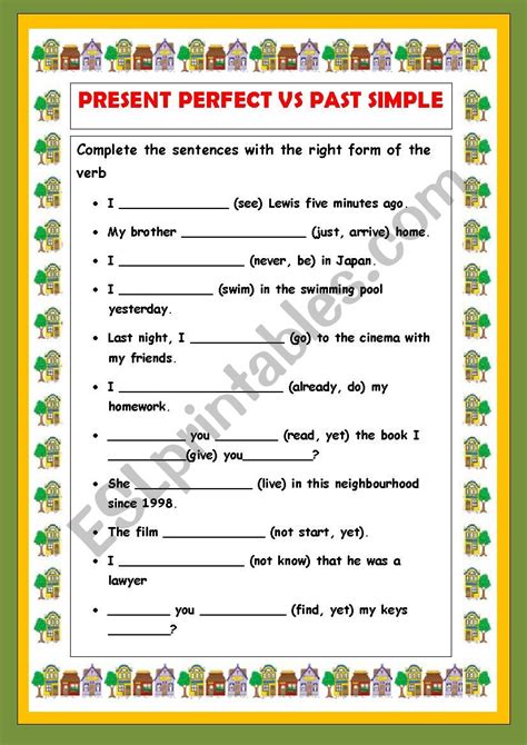 PRESENT PERFECT VS PAST SIMPLE ESL Worksheet By Carballada2