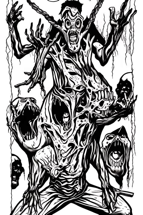 Evil Dead Monsters Demonic Dead Zombies Coloring Book · Creative Fabrica