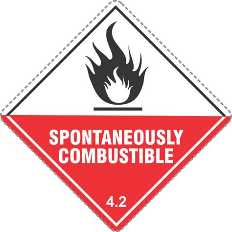 Spontaneously Combustible 4 2 X500 Labels Class 4 Flammable Solids