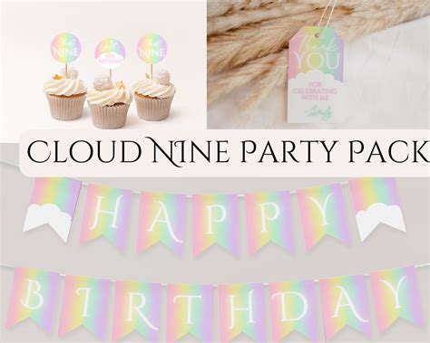 Editable Cloud Nine Birthday Invitation Template Cloud Nine Etsy