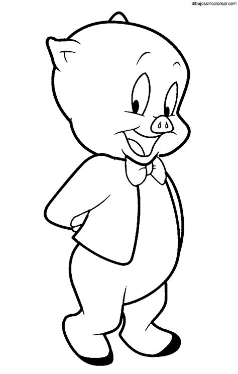 Dibujos Sin Colorear Dibujos de Porky el cerdito para Colorear