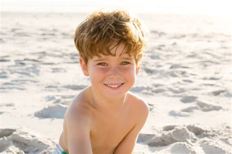 Cute Boy At Beach Stock Photo Image Of Childhood Smile 68751730