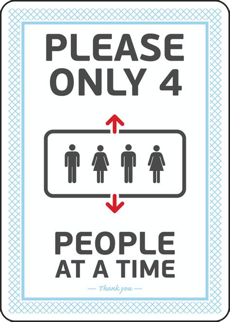 Elevator 4 People At A Time Sign Save 10 Instantly