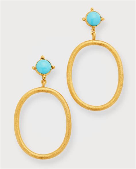 Dina Mackney Gem Hoop Earrings In Turquoise Neiman Marcus