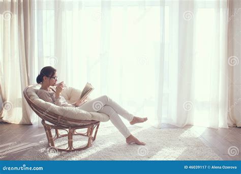 Woman Relaxing In Chair Stock Image Image Of Mood Beautiful 46039117
