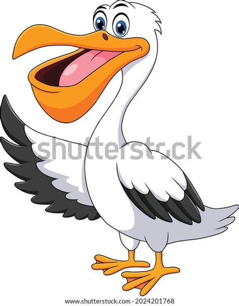 Cute Pelican Bird Cartoon Vector Illustration เวกเตอร์สต็อก ปลอดค่า
