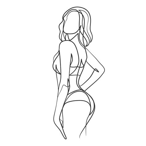 dibujo de arte continuo de una línea del cuerpo de la mujer en bikini chica joven belleza