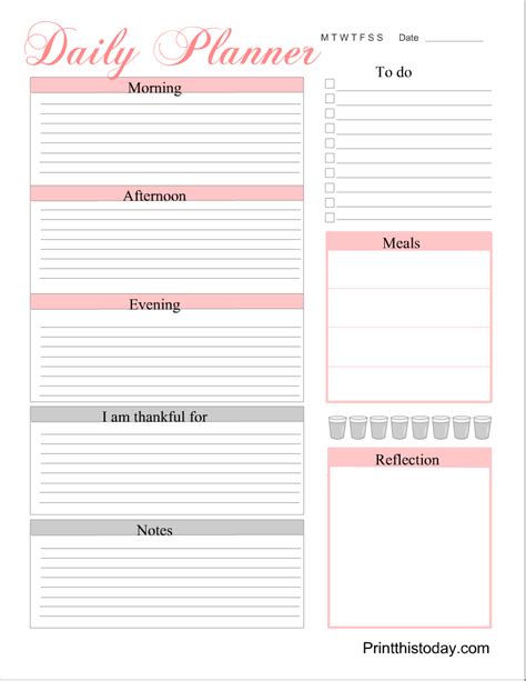 Printable Daily Planner Pages