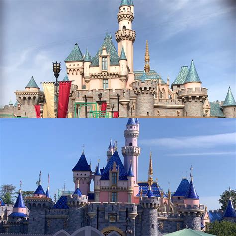sleeping beauty castle before and after disneyland