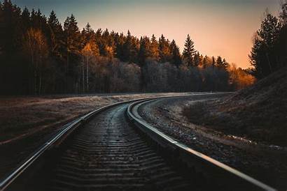 Train Forest Nature Railroad Railway Moody Sunset