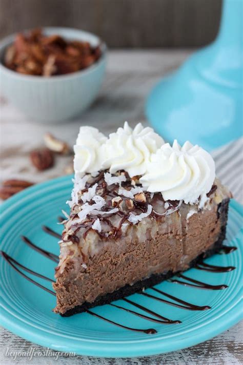 Whizz the biscuits, butter, coconut and lime zest together in a food processor. This No-Bake German Chocolate Cheesecake is a triple chocolate cheesecake with a stovetop ...