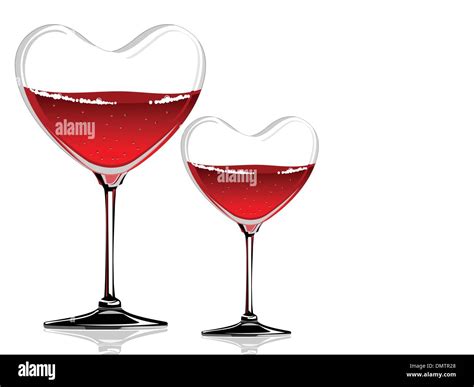 vector illustration of a wine glass in a heart shape on white ba stock vector art and illustration