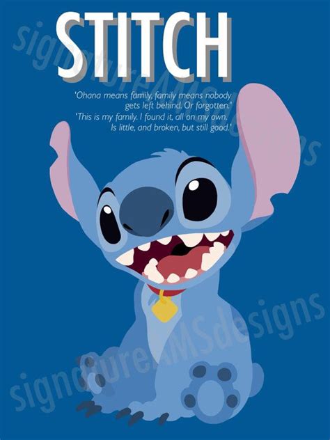 Minimalist Digital Artwork Of Disneys Lilo And Stitch Character Stitch