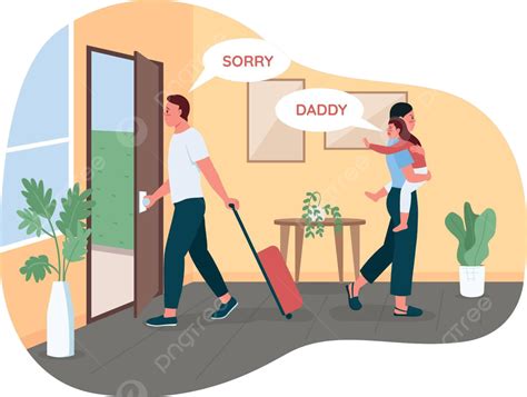 2d Vector Web Banner And Poster Illustrating A Fathers Departure From