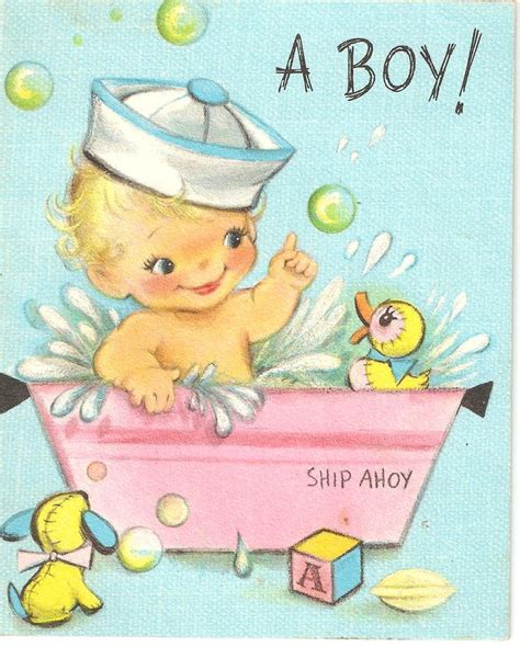 Peruse these baby shower messages to find the perfect things to say in baby shower cards. Blue baby boy greeting card - circa 1960's | Baby:Boy | Pinterest | Baby cards, Baby and Vintage ...